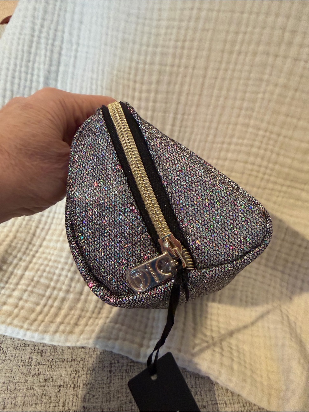 Bebe Iridescent Glitter Cosmetic Pouch - Silver NWT. - Picture 7 of 7